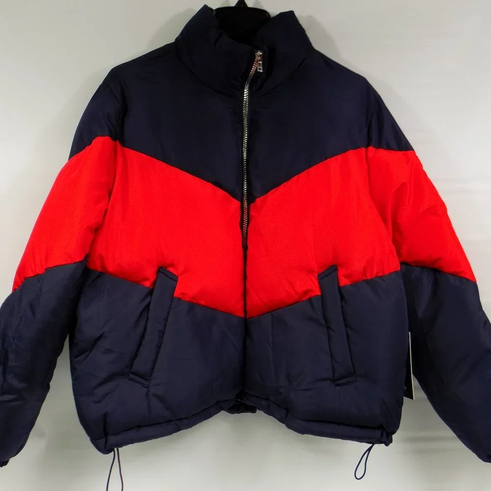 Ci Sono Womens Zip Front Puffer Coat 2-Tone Blue/Red NWT Multiple Sizes Avail - Picture 1 of 11
